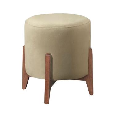 Imagem de Puff Estofado Decorativo Para Sala Redondo Paris Corino bege