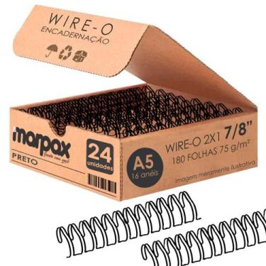 Imagem de Wire-o para Encadernação 2X1 A5 Preto 7/8 para 180fls 24Un - Marpax
