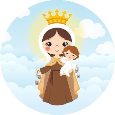 Imagem de Painel de Lona Redondo Religioso Nossa Senhora do Carmo - Fabrika De F