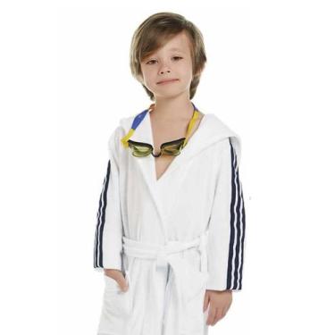 Imagem de Roupão Infantil com Capuz para Natação - Sogni Belli, Branco, 10