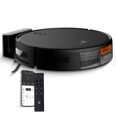 Imagem de Aspirador Robô AMG-R2 WiFi App Alexa Google PandaPlus Gyro Mapeamento Rota Pano Mop Base Automática Controle Bivolt