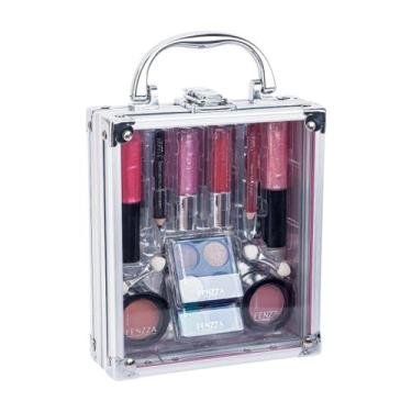 Imagem de Maleta Kit De Maquiagem Femme Fenzza Com 12 Itens, Cinza