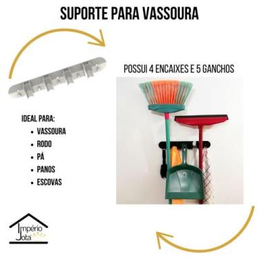 Imagem de Suporte Multiuso Vassoura - Rodo - Pá cor:BRANCO - Micromax