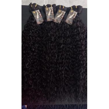 Imagem de Aplique de Cabelo Fibra Russa Tela Semi Humano Natural 60cm Cacheado P