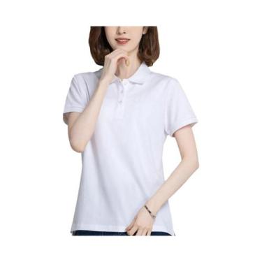 Imagem de Camisas Polo Femininas Estilo Coreano De Verão Em Seda Gelada, Secagem