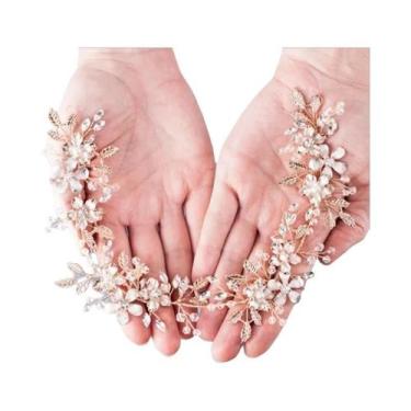 Imagem de Tiara De Luxo Feminina Com Cristais E Flores Para Acessórios De Cabelo