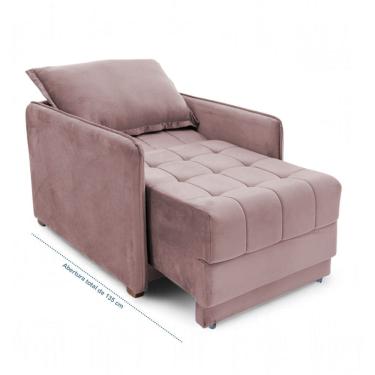 Imagem de Poltrona Cama Reclinável Retrátil Viena Veludo Rose - Loja Sheep
