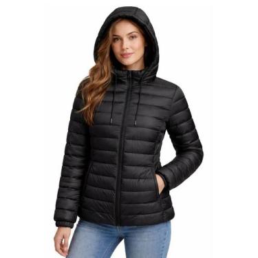 Imagem de Jaqueta Feminina Puffer com Capuz Removível Bolsos Com Zíper - Facinel