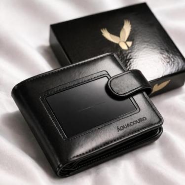 Imagem de Carteira Masculina Couro Legitimo Premium Com Fecho Completo com porta