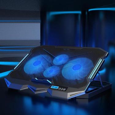 Imagem de Suporte Base Gamer 4 Coolers, LED Azul 2 USB Altura 7 Níveis Resfriame