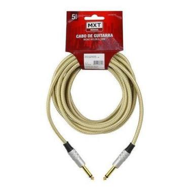 Imagem de Cabo P10 Guitarra 5 metros Nylon Têxtil MXT, Dourado/Marrom