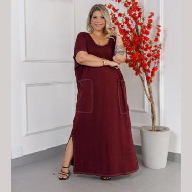 Imagem de Vestido Feminino Longo Com Bolso Sobreposto Plus Size - Rosana Farcait