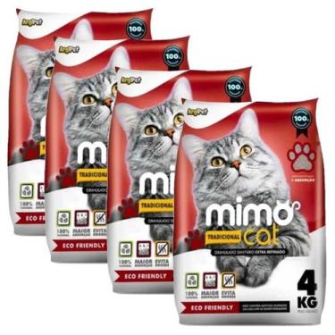 Imagem de Kit 4 Areia Higienica Para Gatos Mimo Cat Tradicional Total 16kg