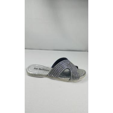 Imagem de Chinelo Rasteirinha Strass Brilho Ana Hoffmann B019 (65551), Prata, 36