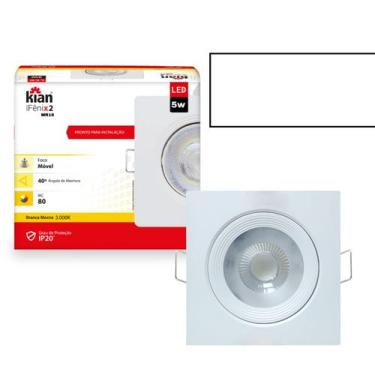 Imagem de Kit 10 Spot de Led Croica Embutir Teto Gesso Quadrado 5W 3000k Amarelo