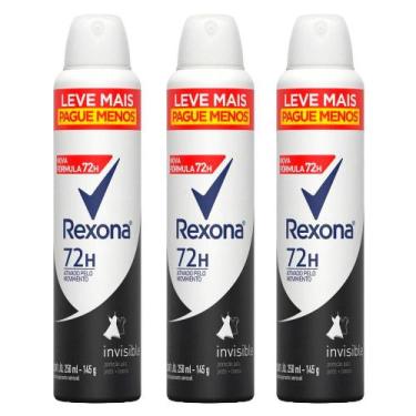 Imagem de Kit 3 Desodorantes Antitranspirante Aerosol Feminino Rexona Invisible 