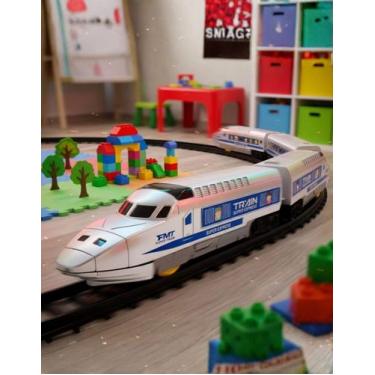 Imagem de Trem Locomotiva Infantil Trilho Luz Som 24 Peças Completo - Genérica