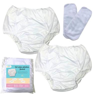 Imagem de Kit 2 Calça plástica C/ botão C/ absorventes Juvenil Criança - Minha E