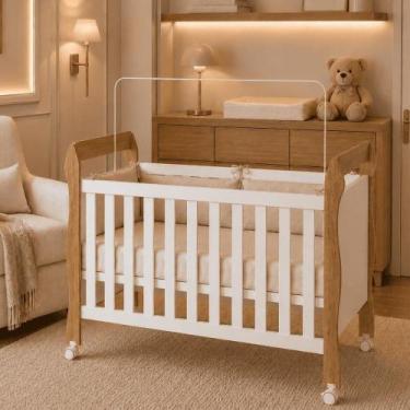 Imagem de Berço Americano Soninho 2 em 1 Vira Mini Cama Rodízios Moderno Compact