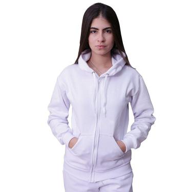 Imagem de Blusa Moletom Com Ziper Feminino Branco