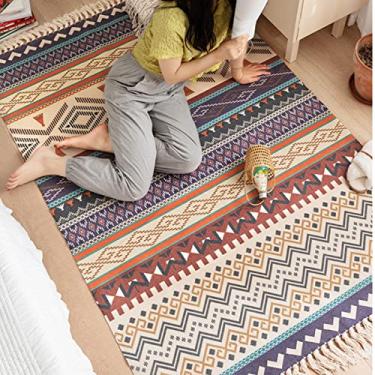 Imagem de youyoucool Casa Coleção Vintage Tapete de Área Envelhecido Tapete Boêmio Grande Tapetes Antiderrapantes Lavável para Sala de Estar Quarto Crianças Berçário 47x71 polegadas