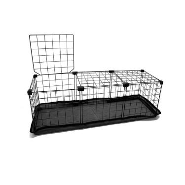 Imagem de Cercado para Porquinho da Índia 30x90x30cm com Teto e Tapete Bandeja Higiênico Aramado Pet Preto