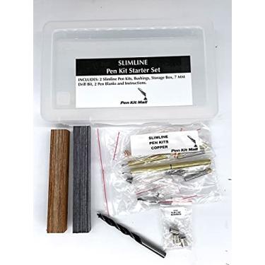 Imagem de Pen Kit Mall PKM - Conjunto de iniciante Slimline de 7 mm com estojo, broca, buchas e blocos de madeira