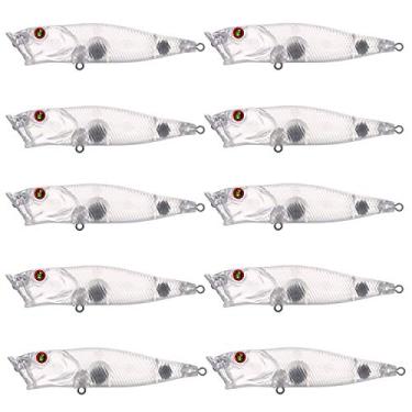 Imagem de FREE FISHER Iscas de pesca sem pintura, 25 peças de corpos brancos de crankbait transparentes, iscas de pipoper, iscas de plástico para iscas em branco 90 mm/10,8 g