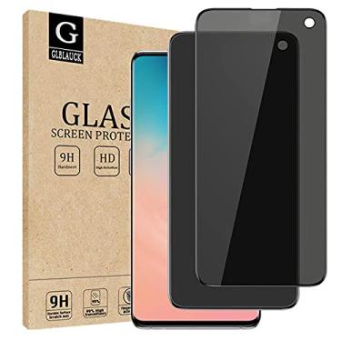 Imagem de [2 pacotes] Película protetora de tela de privacidade GLBLAUCK para Samsung Galaxy S10E, antiespião, rigidez 9H, película de vidro temperado para Samsung Galaxy S10E 5,8 polegadas 2019