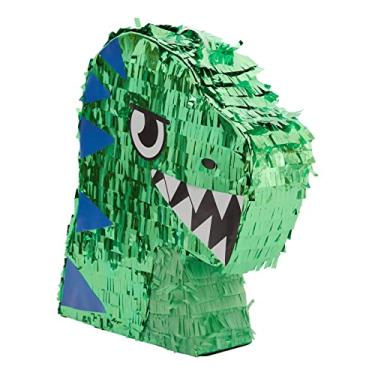 Imagem de Small T-Rex Themed Dinosaur Pinata for Kids Dino Birthday Party Decorations, Green Foil (11 x 13 x 3 In)