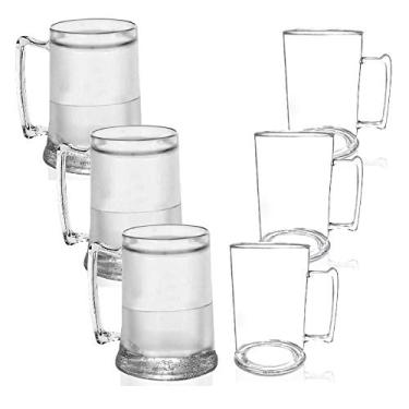 Imagem de Kit 3 Canecas Chopp 450ml e 3 Canecas Gel Acrílico KrystalON