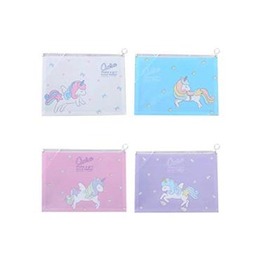 Imagem de 4 bolsas de arquivo brancas com zíper Legou para materiais escolares de escritório, foto colorida-12