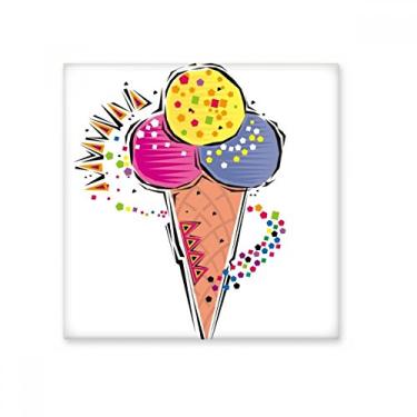 Imagem de Elemento de bola de sorvete azul amarelo vermelho ilustração azulejo de cerâmica brilhante decalque adorno pedra tijolo vitrificado