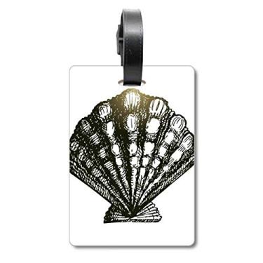 Imagem de Scallop Marine Life Bolsa de mala com ilustração preta, etiqueta para cartão de bagagem