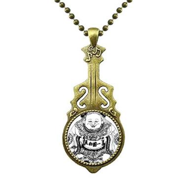 Imagem de DIYthinker Colar de desenho de linha dinastia Qing da Cultura chinesa, pingente de música de guitarra antiga