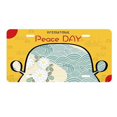 Imagem de DIYthinker Placa de licença japonesa com estampa de folhas de flores, estampa de ondas, decoração de carro, dia da paz