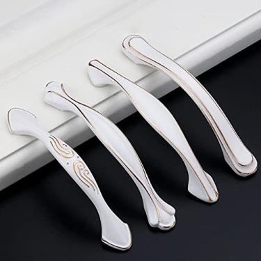 Imagem de Gabinete Alumínio de liga de alumínio Maçaneta de guarda-roupa Maçanetas de gaveta de móveis Maçanetas de puxar Minimalist Rose Gold & amp; Hardware Branco, 17