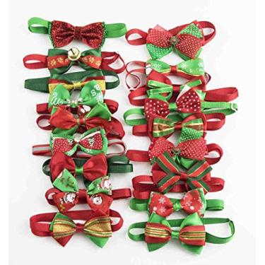 Imagem de Coleira de gravatas borboleta fofa para cães pequenos, gatos, gravatas ajustáveis, acessórios de cuidados para animais de estimação sortidos aleatoriamente pacote com 50PET SHOW one size verde CWC-D-50