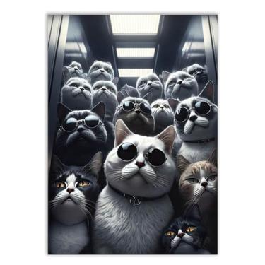 Imagem de Placa Decorativa A2 Gatos De Óculos Elevador Poster Cartaz Poster