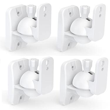 Imagem de HomeMount Suporte de parede para alto-falante - Kit de montagem de parede para alto-falante surround e estante, comporta até 3,6 kg, pacote com 4, branco