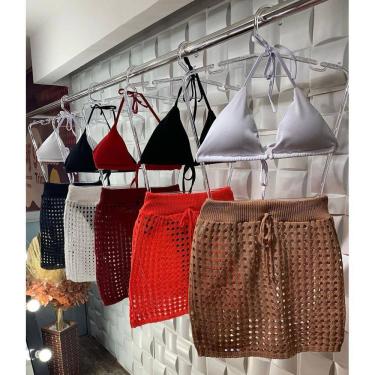 Imagem de Saia Saida de Praia Modelo Furão Alta Qualidade Tricot Verao