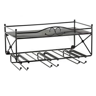 Imagem de Mango Steam Suporte de vinho montado na parede de 2 andares com suporte para talheres - para cozinha, bar e mais