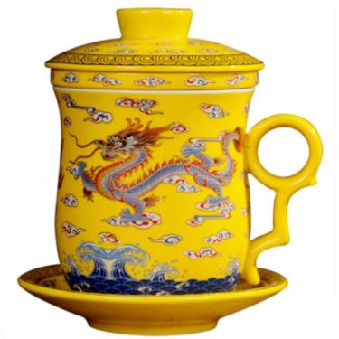 Imagem de YTDJJWLS Xícaras de chá de porcelana chinesa Jingdezhen Caneca de café chá verde flor infusor de chá