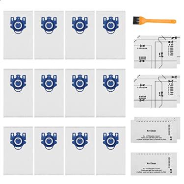 Imagem de Pacote com 12 sacos Airclean 3D compatíveis com sacos de aspirador de pó Miele GN, adequado para séries C1 C1 C2 C3 S2 S5 S8, S227/S240, S270/S280 Series com 4 pares de filtros pré-motor e pós-motor