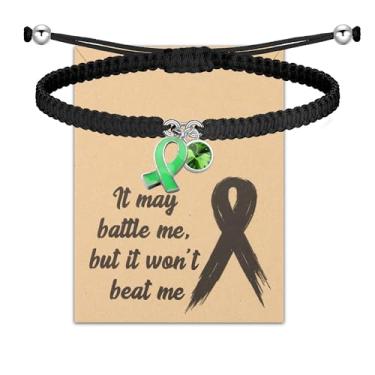 Imagem de HOLLP Pulseira de corda trançada de conscientização sobre doenças do fígado, joia de fita verde, presente de suporte para doenças do fígado com cartão, Medium, Metal, aço inoxidável