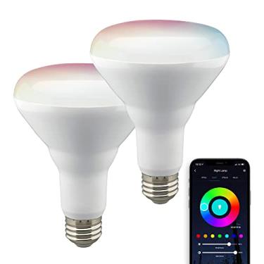 Imagem de Satco Lâmpada LED inteligente S11256 Starfish BR30 WiFi, funciona com Siri, Alexa, Google Assistant, SmartThings, 9,5 watts, 120 volts, 800 lúmens, mudança de cor e branco sintonizável, pacote com 2