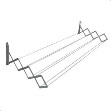 Imagem de Varal de Roupa Parede Sanfonado em Alumínio Retrátil Durável Resistente não Enferruja (80cm)