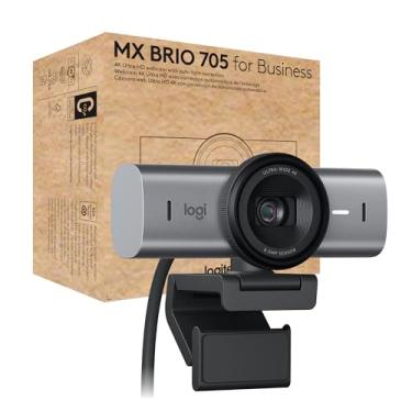 Imagem de Logitech MX Brio 705 para empresas 4K Webcam com correção automática de luz, Ultra HD, enquadramento automático, modo de exibição, USB-C, funciona com Microsoft Teams, Zoom, Google Meet - grafite