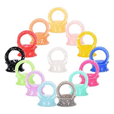 Imagem de Longbeauty 28 tampões de ouvido de silicone macio, calibres de túneis, joia de piercing flexível com alargador duplo, Silicone, Zircônia cúbica