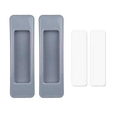 Imagem de 1 Pasta de par, puxadores de porta deslizantes abertos, maçanetas de móveis, gabinete de plástico autoadesivo interno, puxadores de guarda-roupas multifuncionais, A, cinza 01